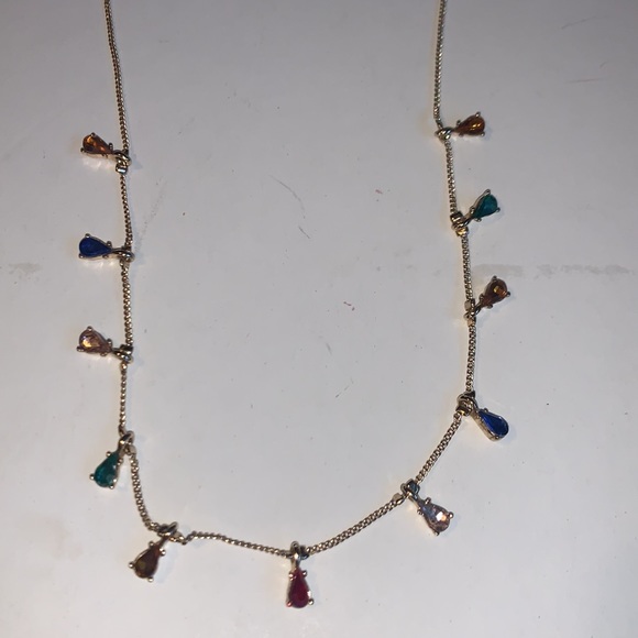 Banana Republic Crystal MULTI COLOUR TEARDROP CHOKER NECKLACE - Picture 11 of 12